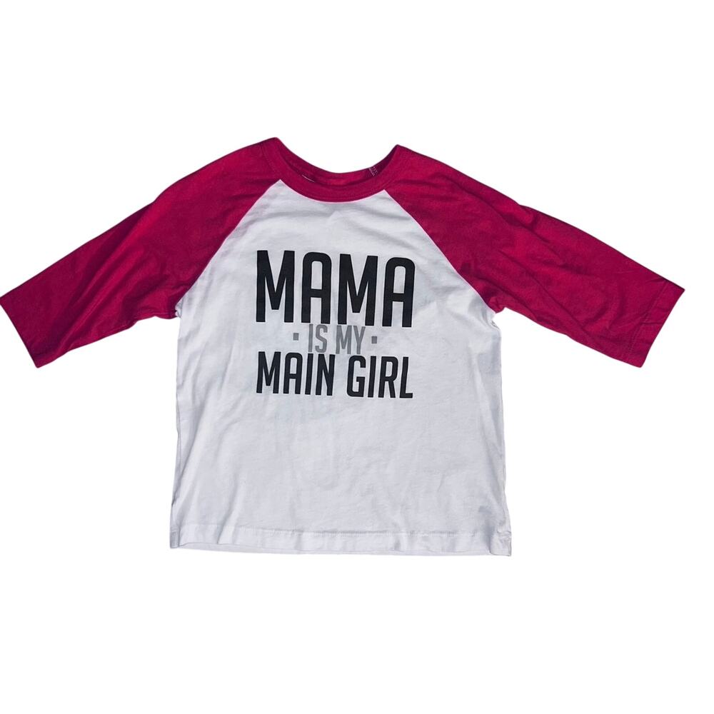 Mamma Is My Main Girl Toddler 3/4 Sleeve White & Red Tee - Size: 5T